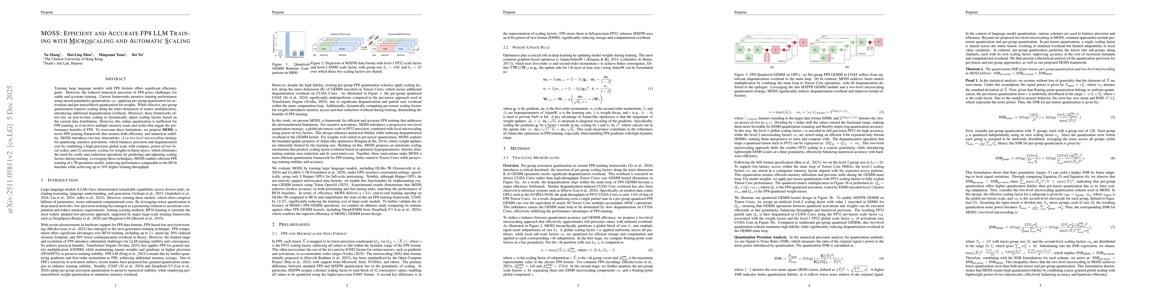 Thumbnail for MOSS: Efficient and Accurate FP8 LLM Training with Microscaling and Automatic Scaling