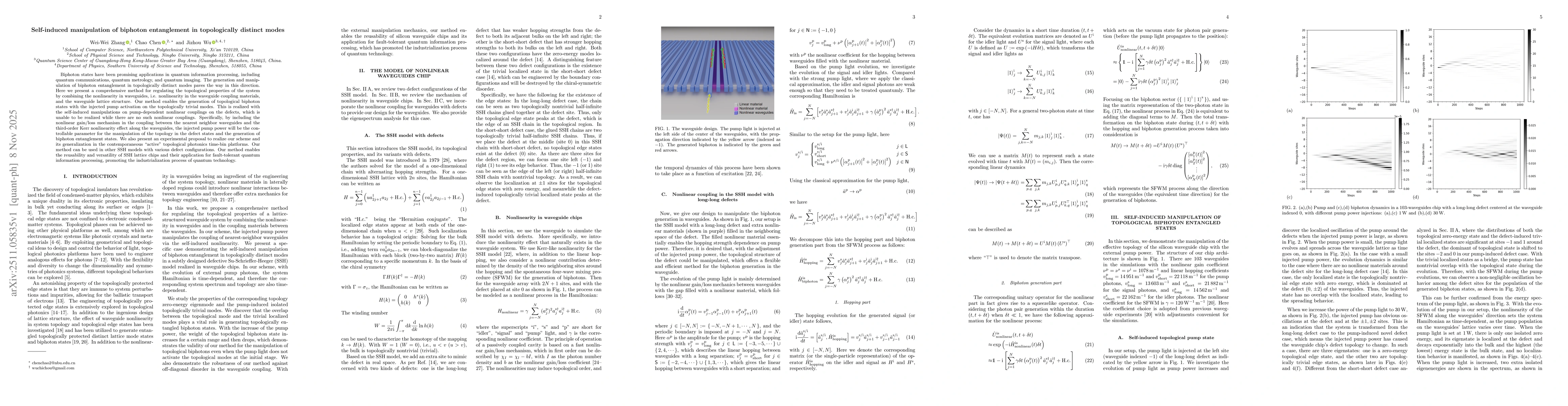 Thumbnail for Self-induced manipulation of biphoton entanglement in topologically distinct modes