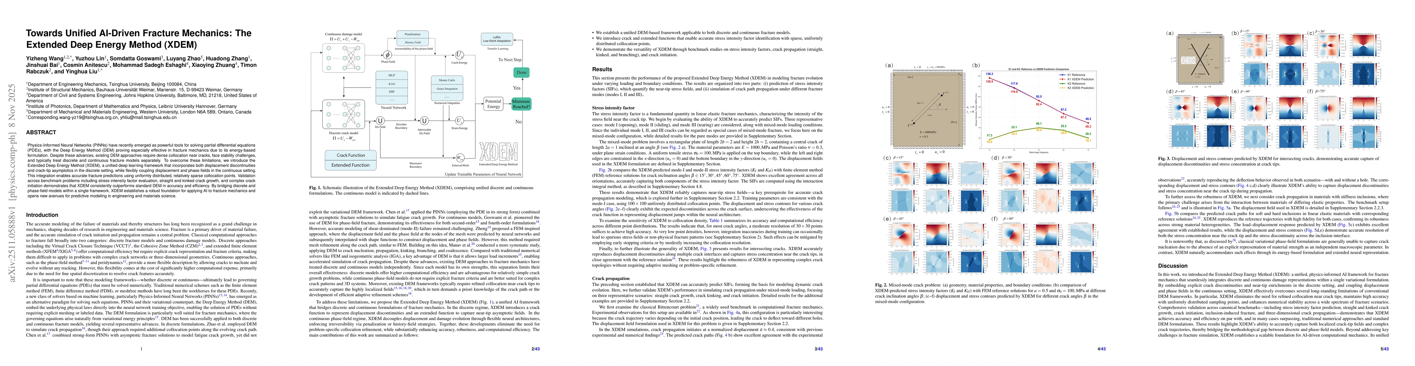 Thumbnail for Towards Unified AI-Driven Fracture Mechanics: The Extended Deep Energy Method (XDEM)