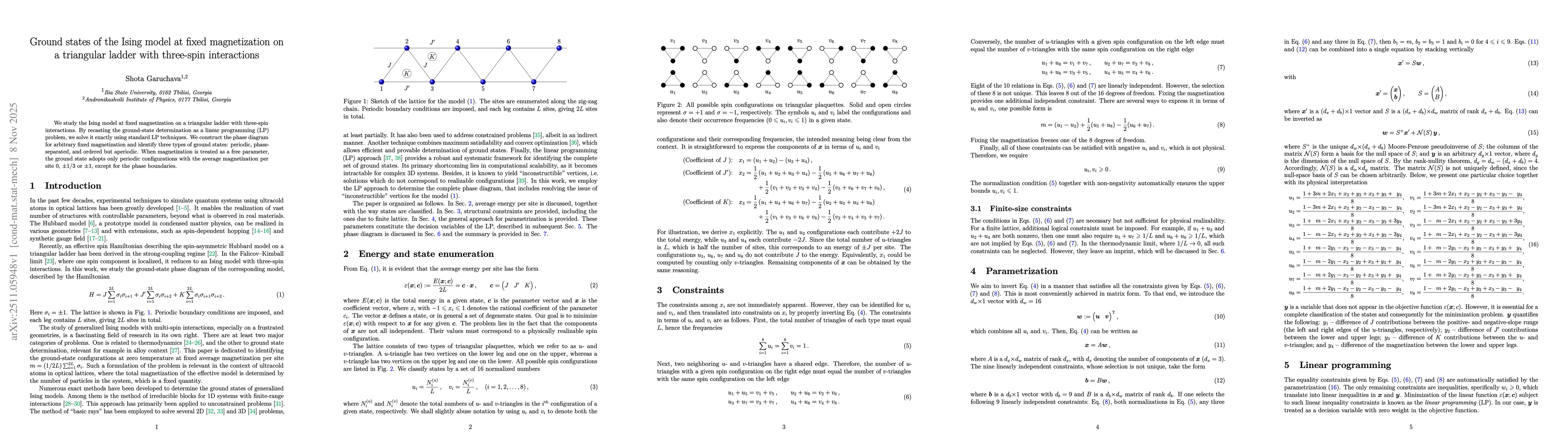 Thumbnail for Ground states of the Ising model at fixed magnetization on a triangular ladder with three-spin interactions