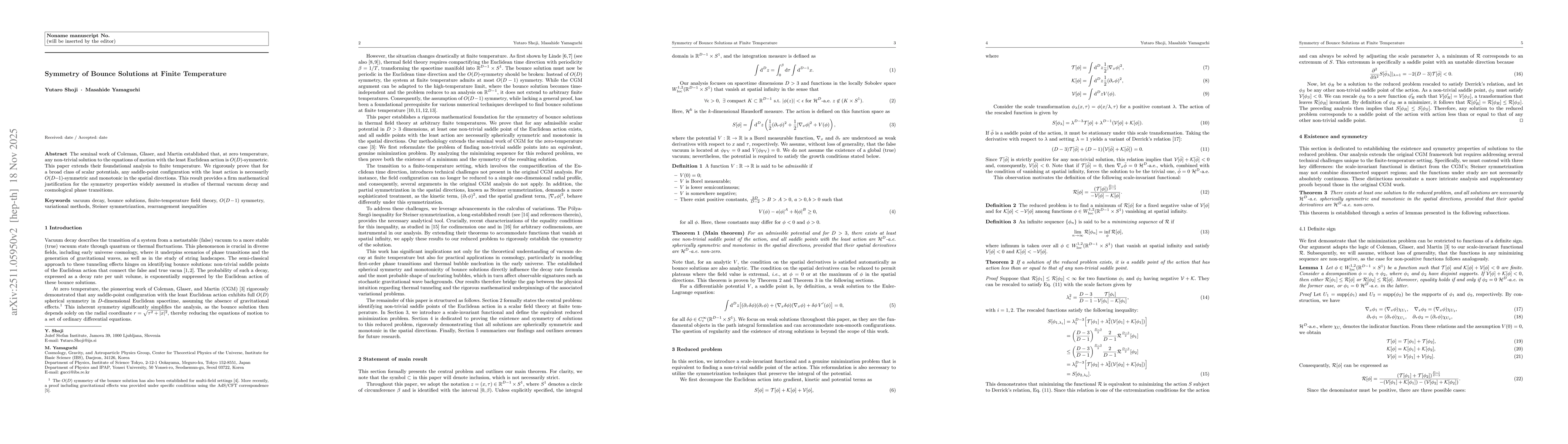 Thumbnail for Symmetry of Bounce Solutions at Finite Temperature