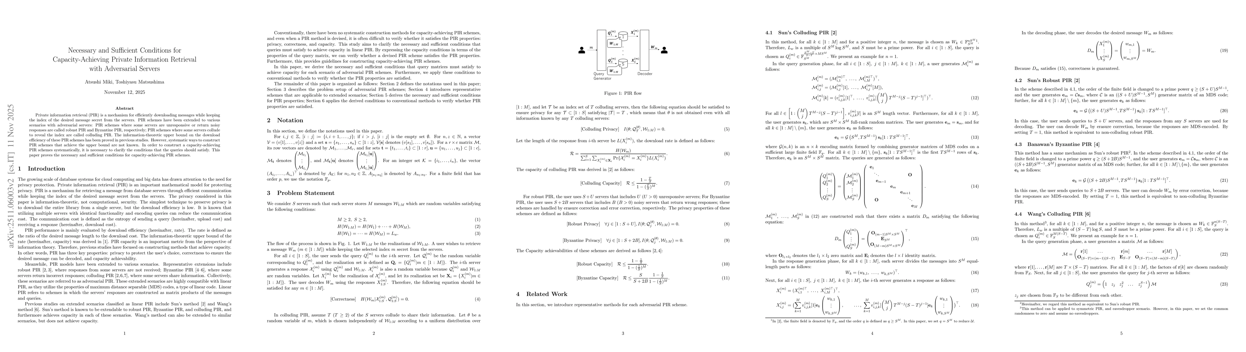 Thumbnail for Necessary and Sufficient Conditions for Capacity-Achieving Private Information Retrieval with Adversarial Servers