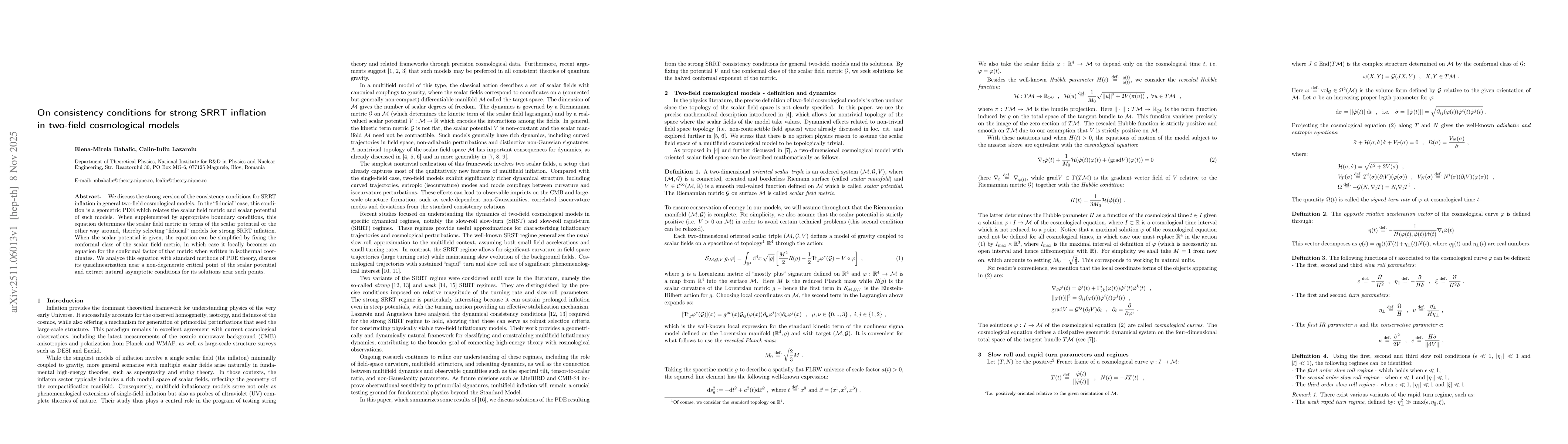 Thumbnail for On consistency conditions for strong SRRT inflation in two-field cosmological models