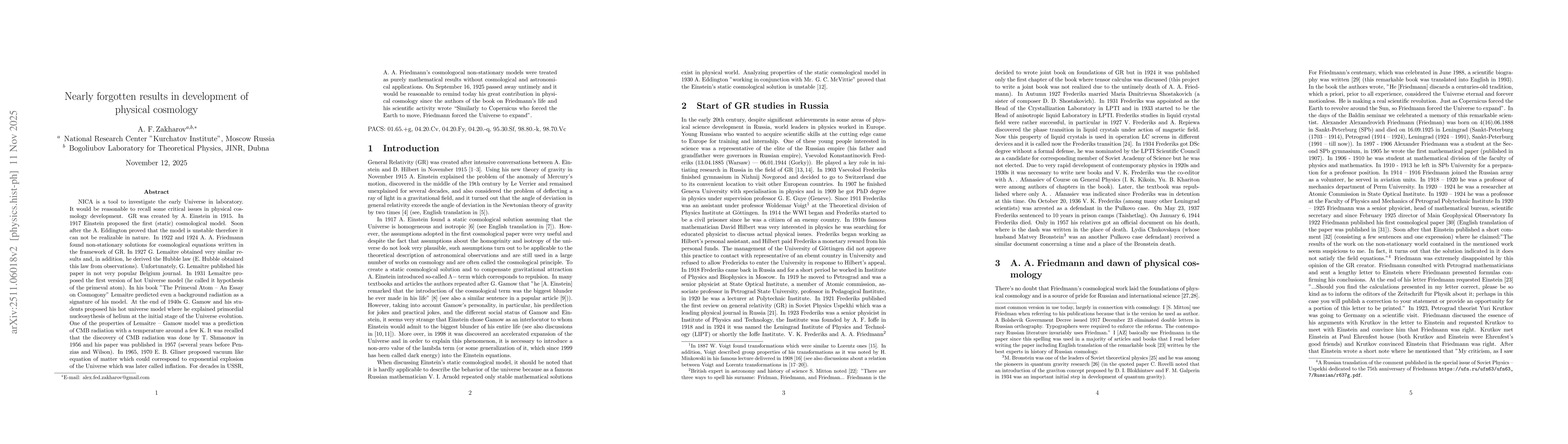Thumbnail for Nearly forgotten results in development of physical cosmology