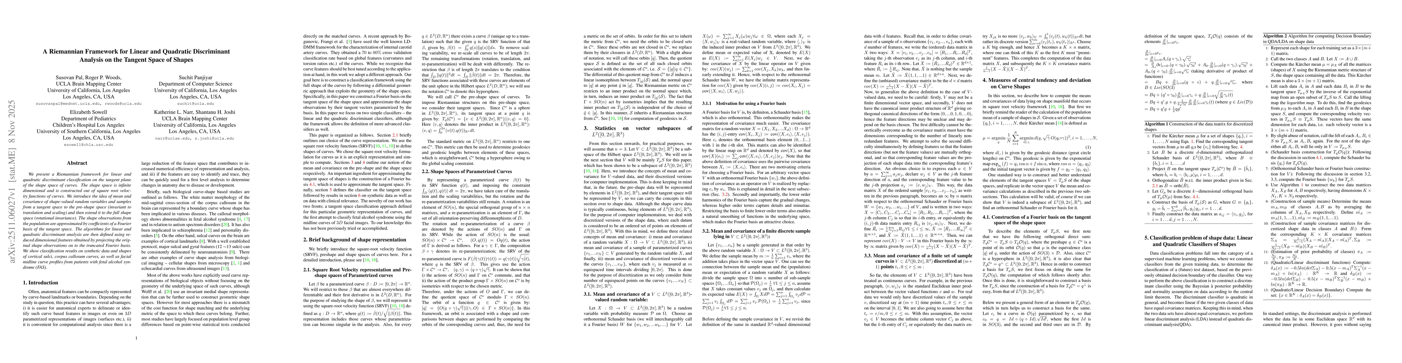 Thumbnail for A Riemannian Framework for Linear and Quadratic Discriminant Analysis on the Tangent Space of Shapes