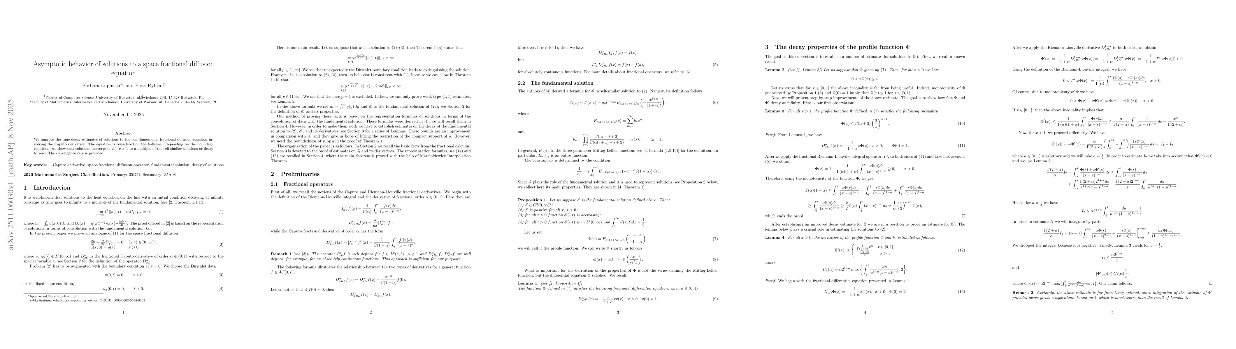 Thumbnail for Asymptotic behavior of solutions to a space fractional diffusion equation