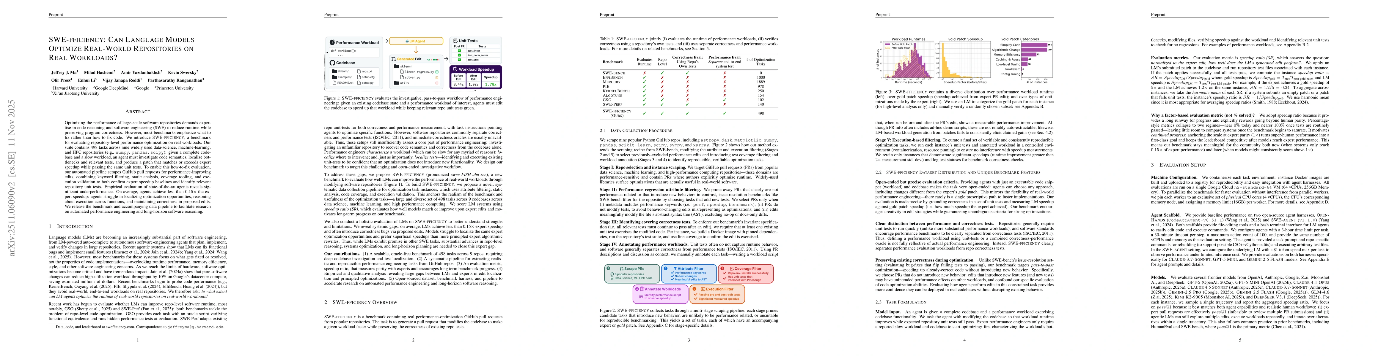 Thumbnail for SWE-fficiency: Can Language Models Optimize Real-World Repositories on Real Workloads?