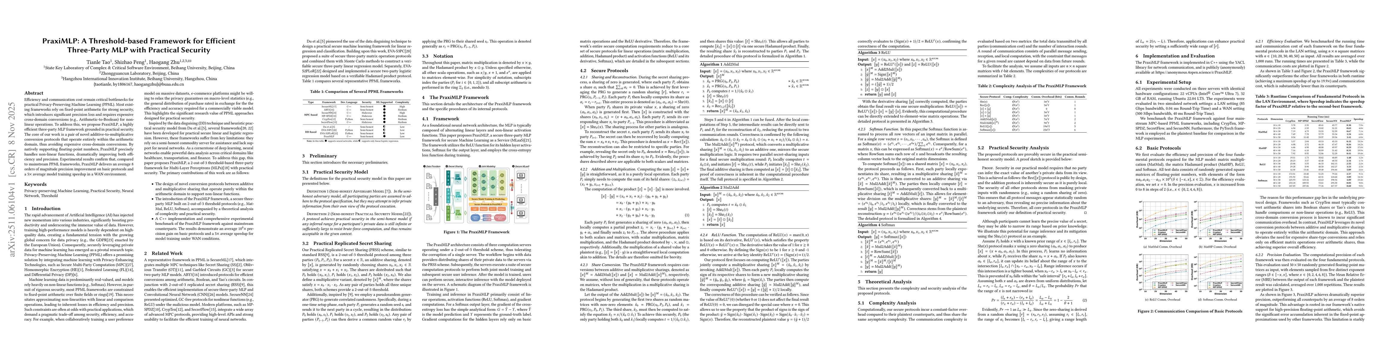Thumbnail for PraxiMLP: A Threshold-based Framework for Efficient Three-Party MLP with Practical Security