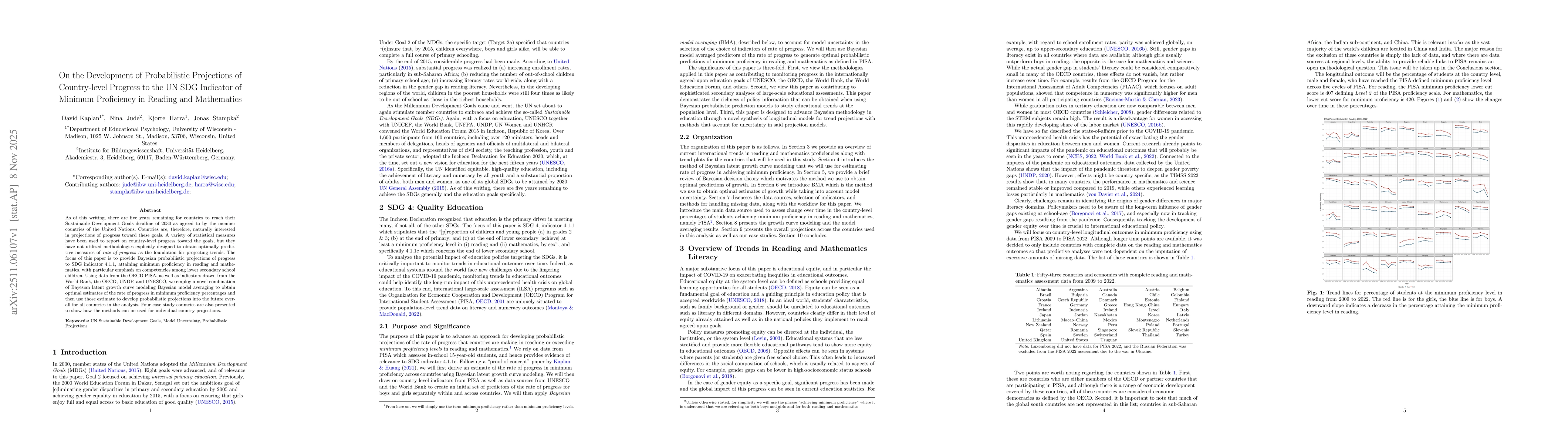 Thumbnail for On the Development of Probabilistic Projections of Country-level Progress to the UN SDG Indicator of Minimum Proficiency in Reading and Mathematics