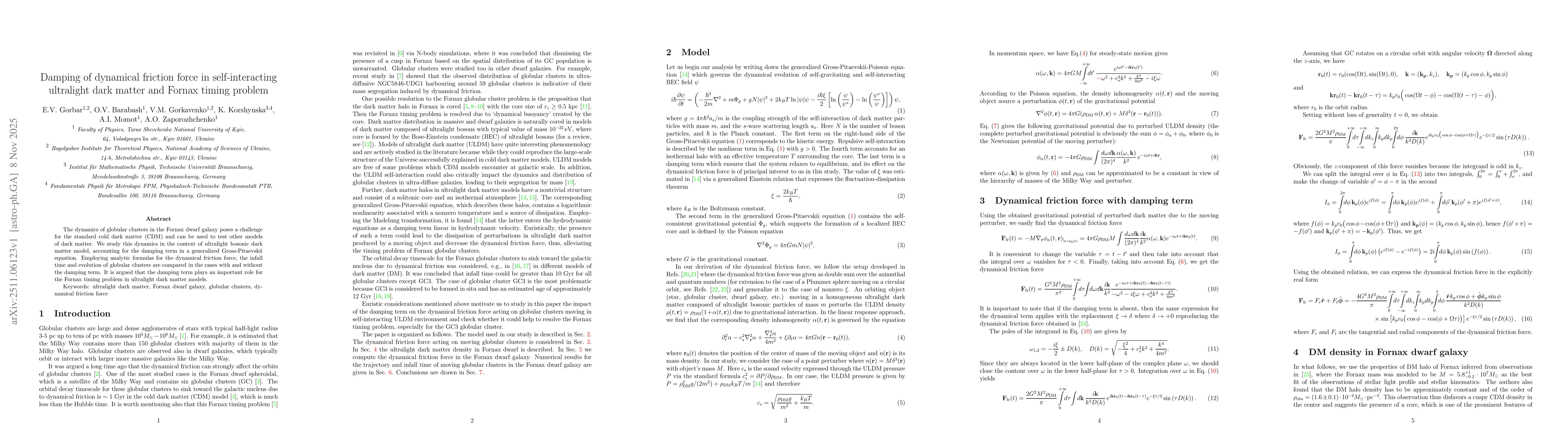 Thumbnail for Damping of dynamical friction force in self-interacting ultralight dark matter and Fornax timing problem