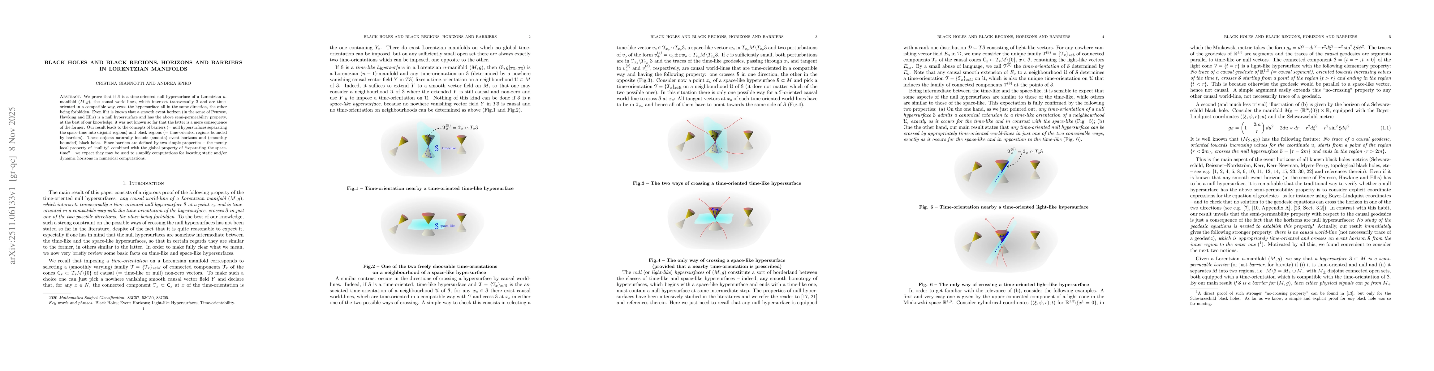 Thumbnail for Black holes and black regions, horizons and barriers in Lorentzian manifolds