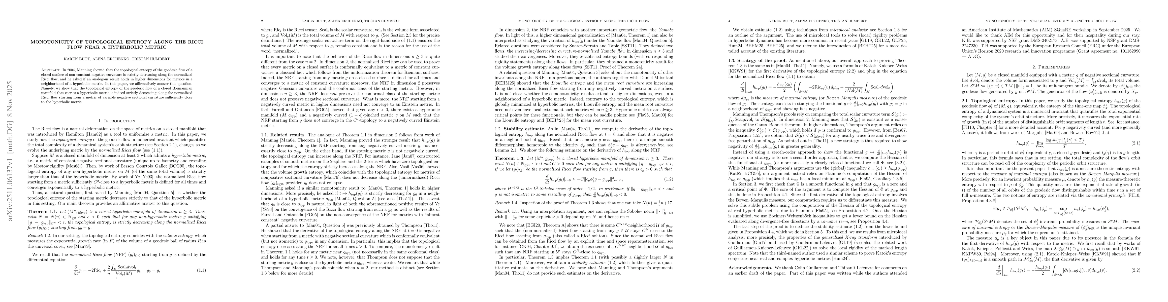 Thumbnail for Monotonicity of topological entropy along the Ricci flow near a hyperbolic metric