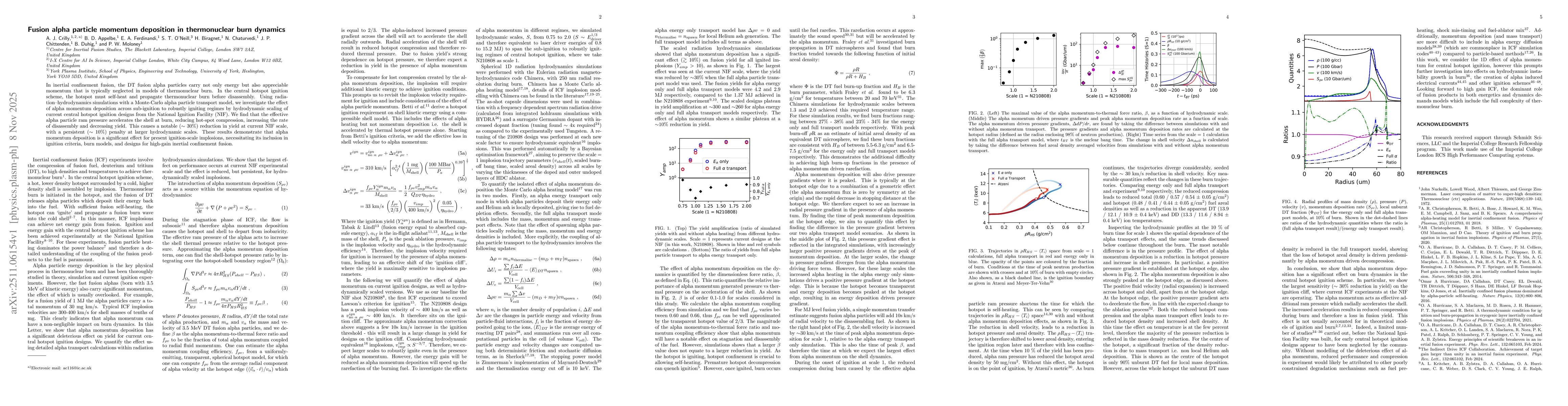 Thumbnail for Fusion alpha particle momentum deposition in thermonuclear burn dynamics