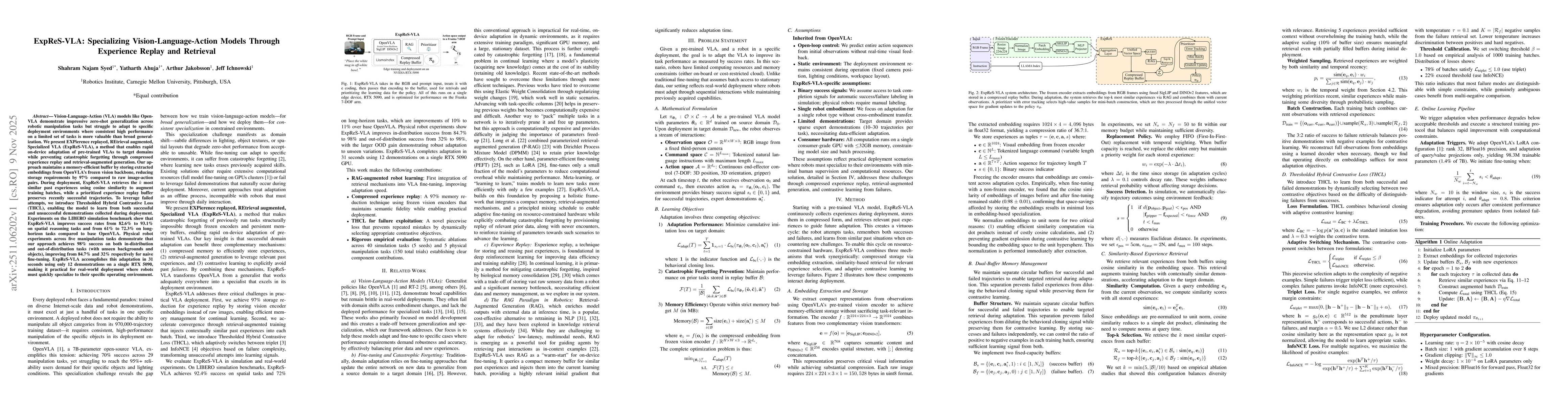 Thumbnail for ExpReS-VLA: Specializing Vision-Language-Action Models Through Experience Replay and Retrieval