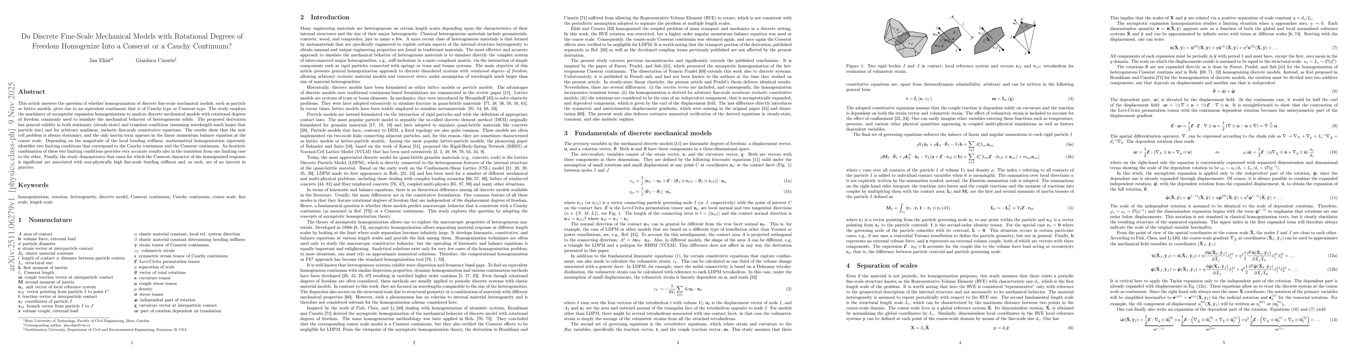Thumbnail for Do Discrete Fine-Scale Mechanical Models with Rotational Degrees of Freedom Homogenize Into a Cosserat or a Cauchy Continuum?