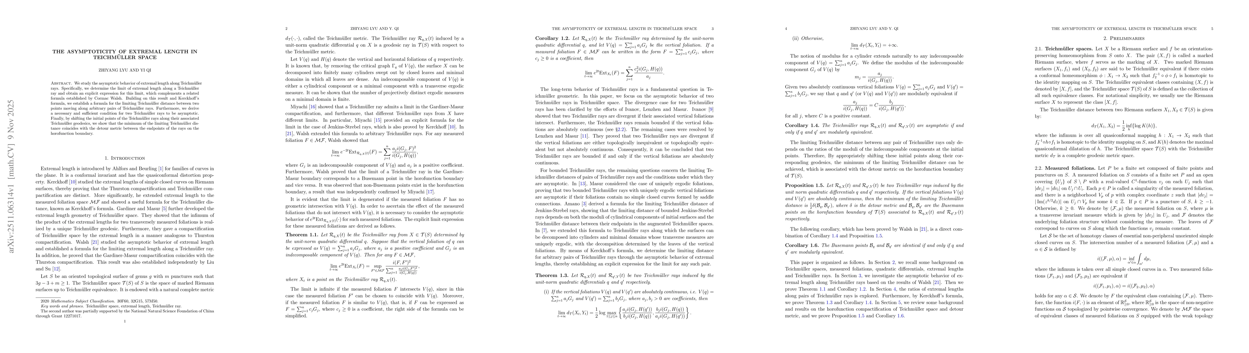 Thumbnail for The asymptoticity of extremal length in Teichmüller space