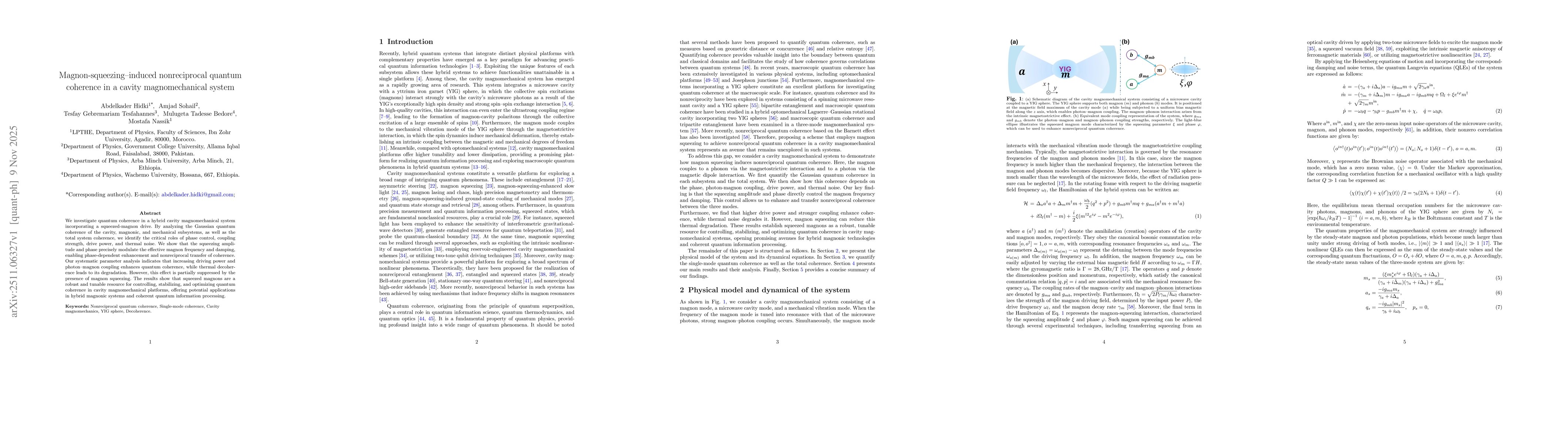 Thumbnail for Magnon-Squeezing-Induced Nonreciprocal Quantum Coherence in a Cavity Magnomechanical System