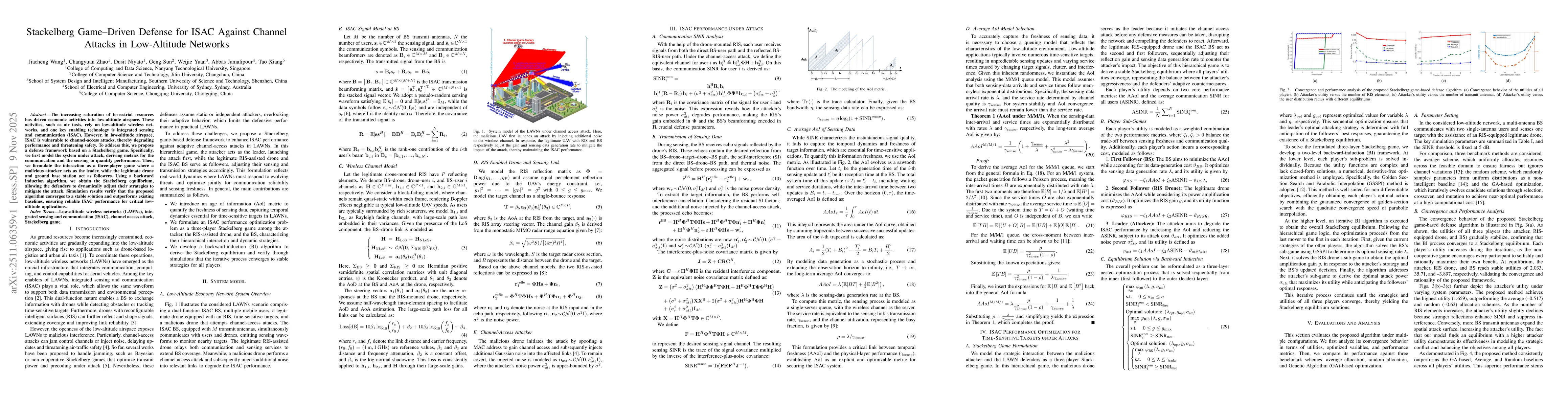 Thumbnail for Stackelberg Game-Driven Defense for ISAC Against Channel Attacks in Low-Altitude Networks