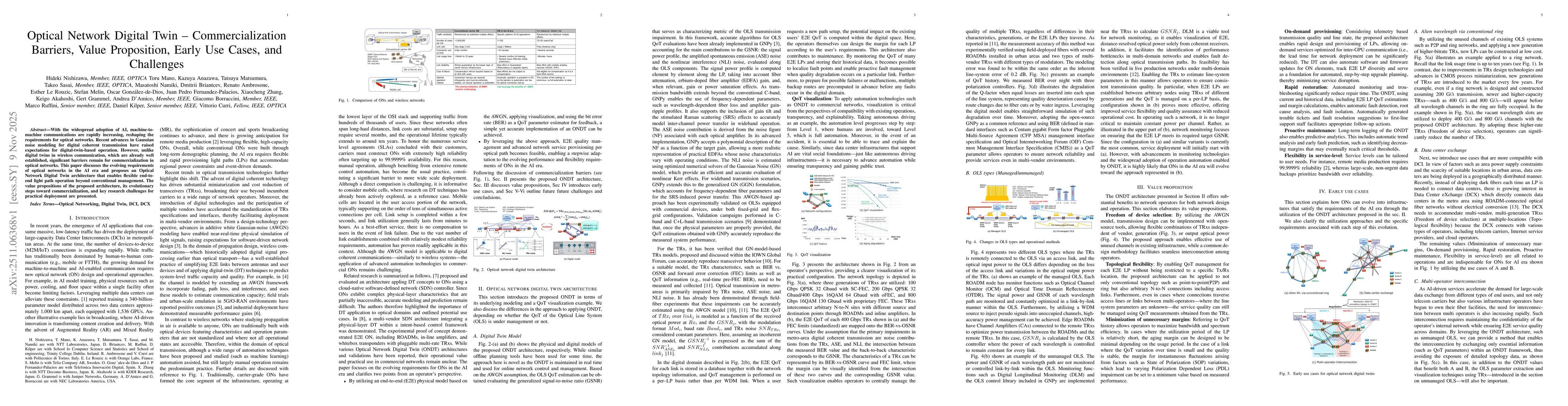 Thumbnail for Optical Network Digital Twin -- Commercialization Barriers, Value Proposition, Early Use Cases, and Challenges