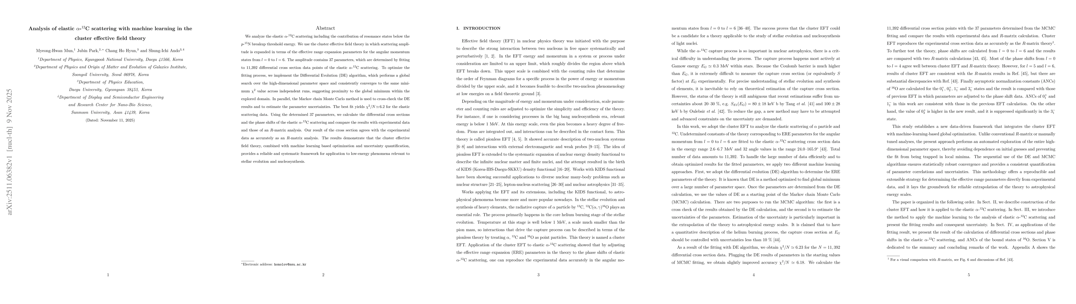 Thumbnail for Analysis of elastic $α$-$^{12}$C scattering with machine learning in the cluster effective field theory