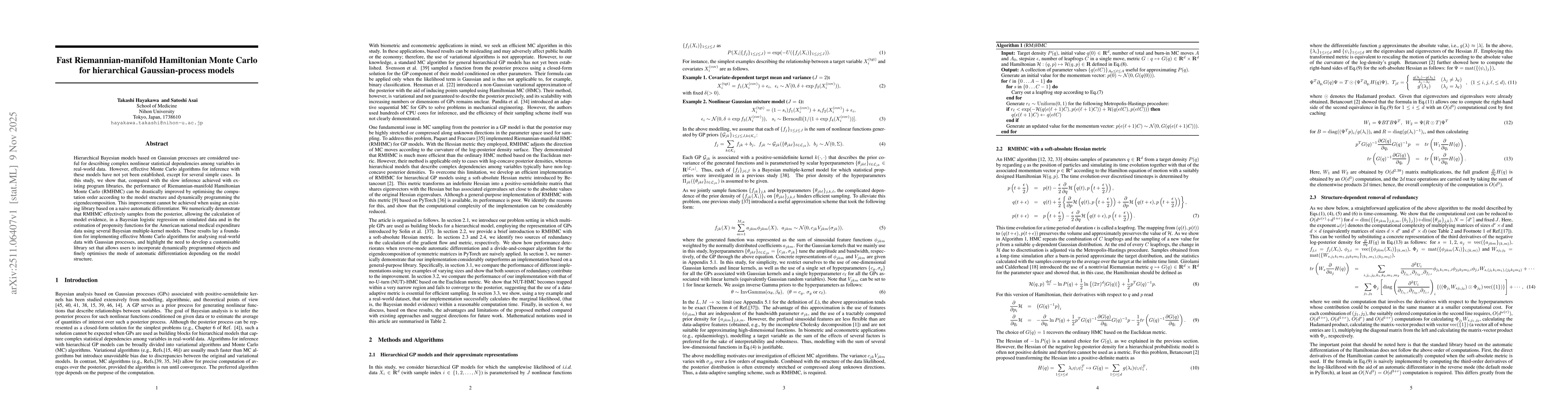 Thumbnail for Fast Riemannian-manifold Hamiltonian Monte Carlo for hierarchical Gaussian-process models