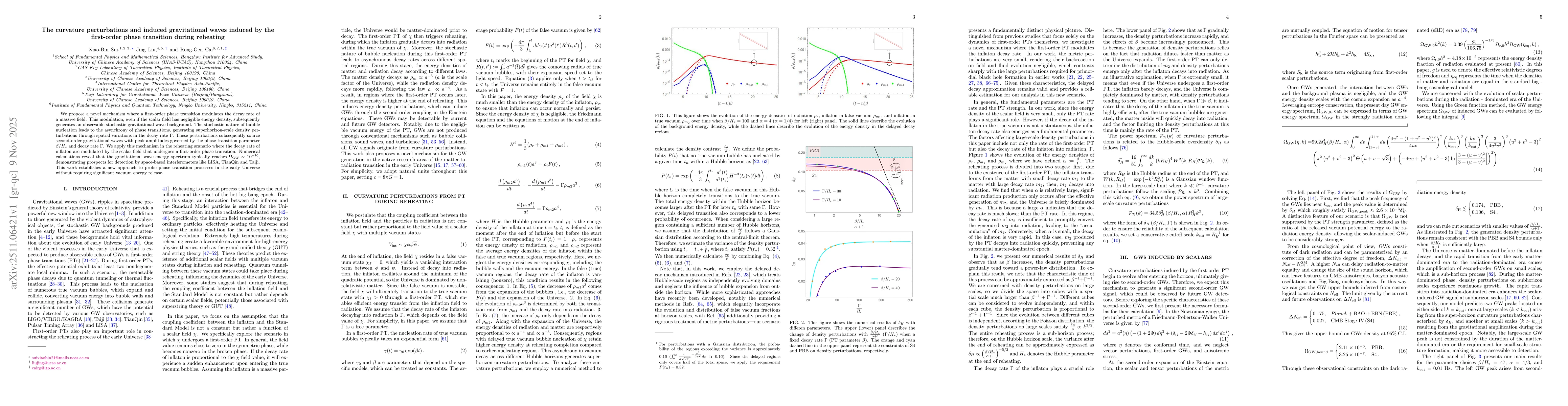 Thumbnail for The curvature perturbations and induced gravitational waves induced by the first-order phase transition during reheating