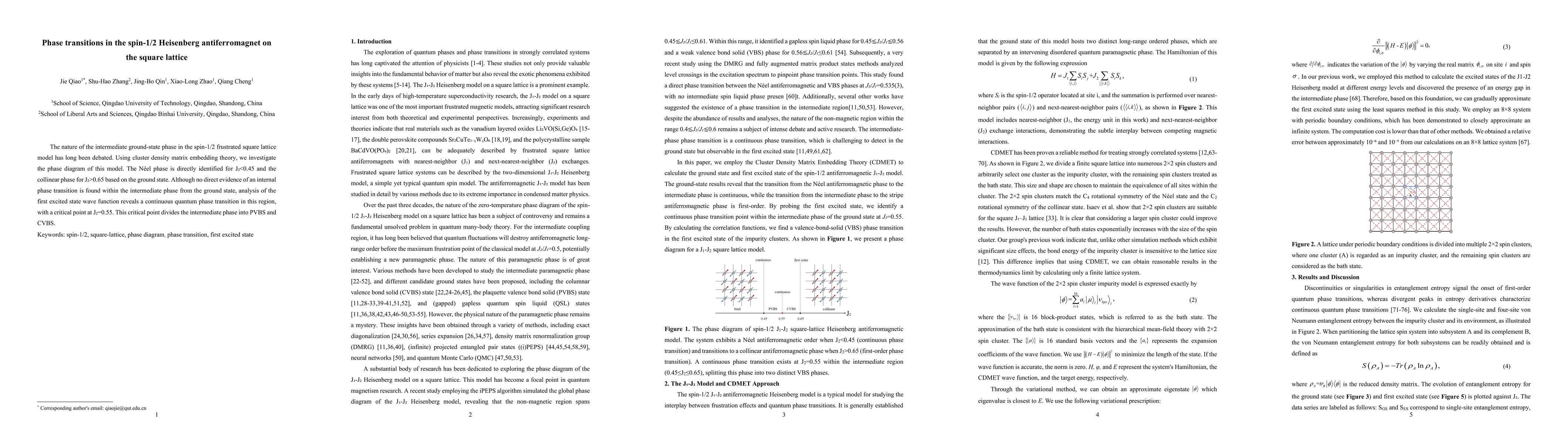 Thumbnail for Phase transitions in the spin-1/2 Heisenberg antiferromagnet on the square lattice
