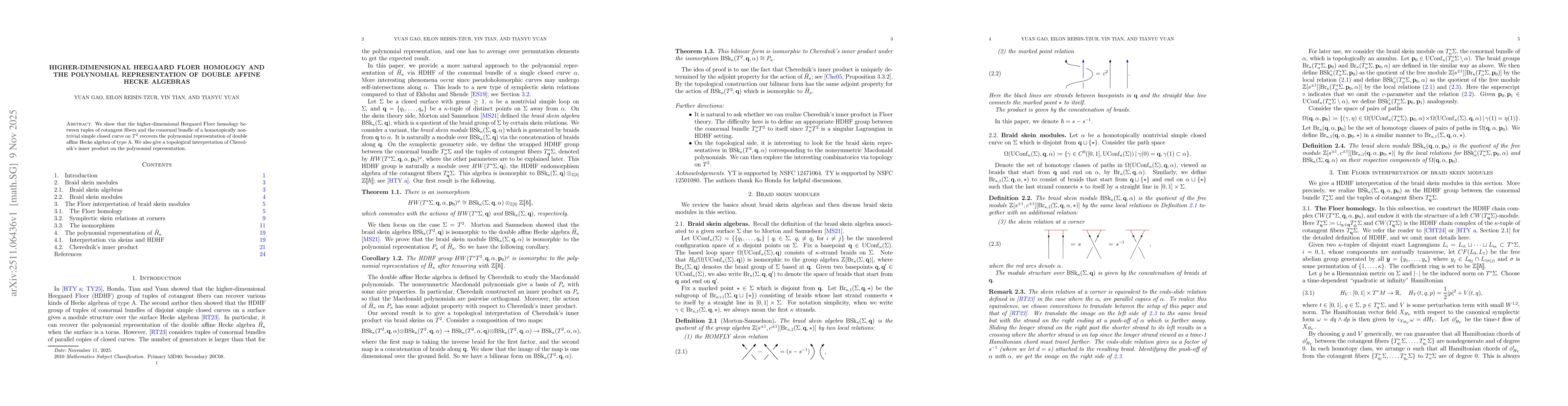 Thumbnail for Higher-dimensional Heegaard Floer homology and the polynomial representation of double affine Hecke algebras