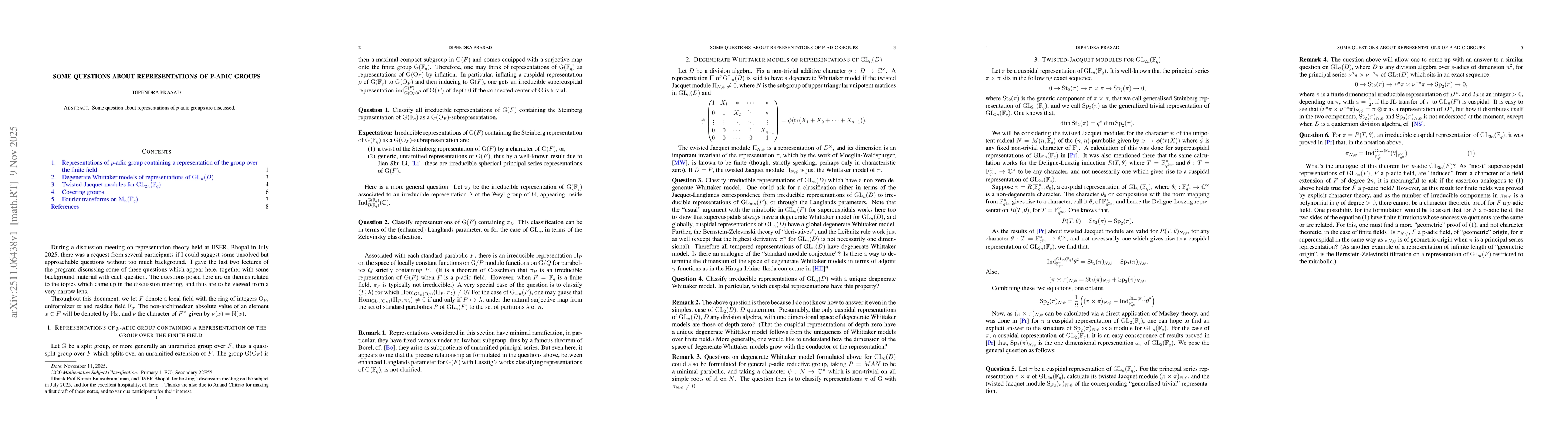 Thumbnail for Some questions about representations of p-adic groups