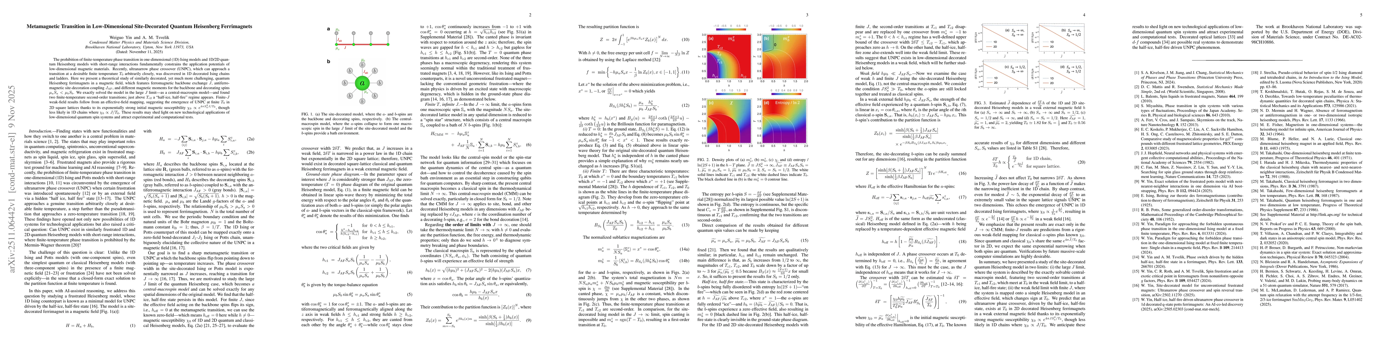 Thumbnail for Metamagnetic Transition in Low-Dimensional Site-Decorated Quantum Heisenberg Ferrimagnets