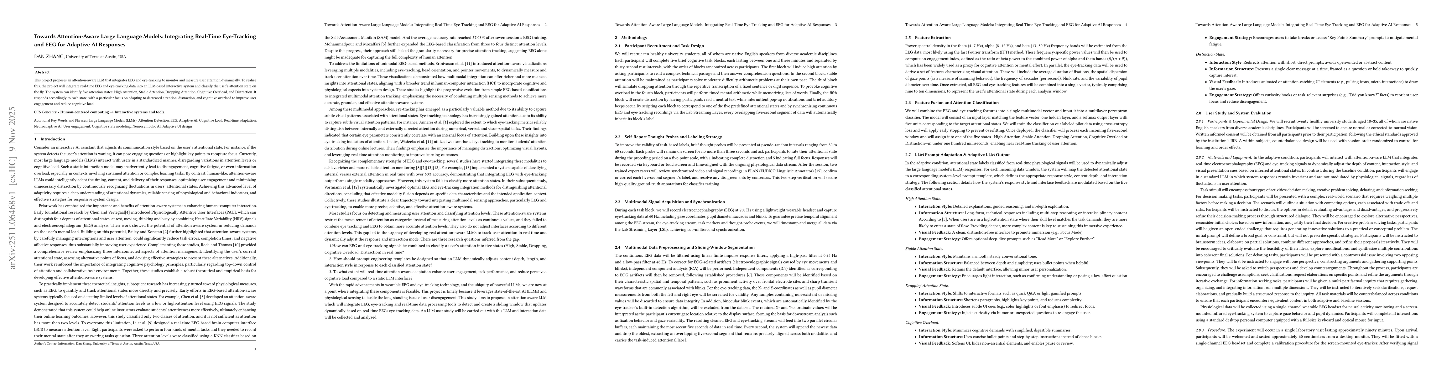 Thumbnail for Towards Attention-Aware Large Language Models: Integrating Real-Time Eye-Tracking and EEG for Adaptive AI Responses