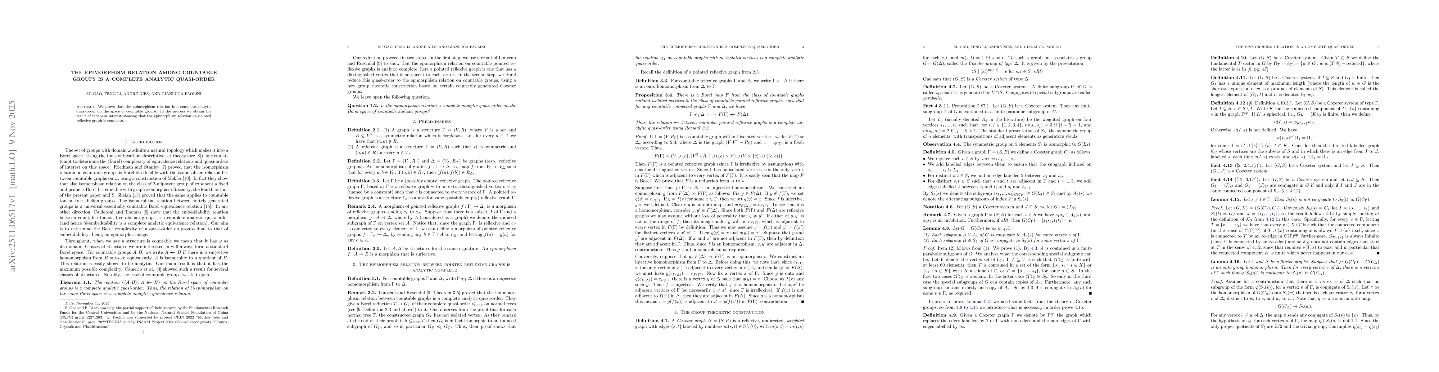 Thumbnail for The epimorphism relation among countable groups is a complete analytic quasi-order