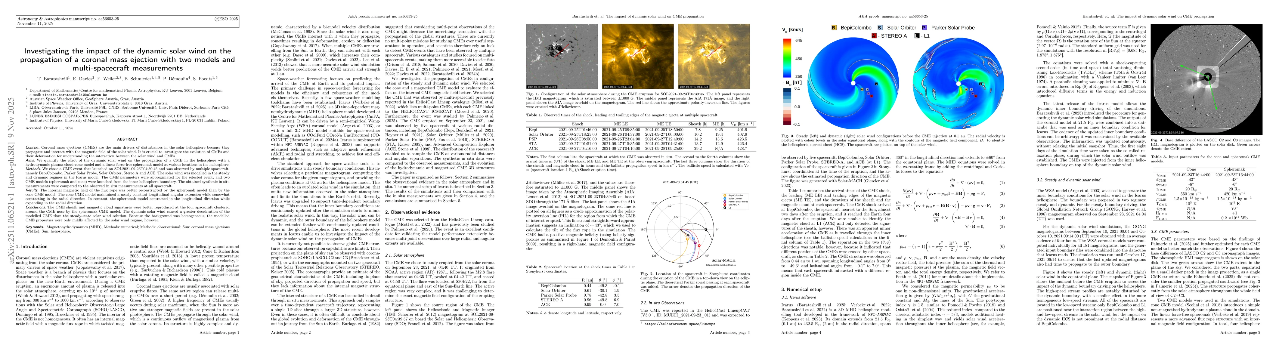 Thumbnail for Investigating the impact of the dynamic solar wind on the propagation of a coronal mass ejection with two models and multi-spacecraft measurements