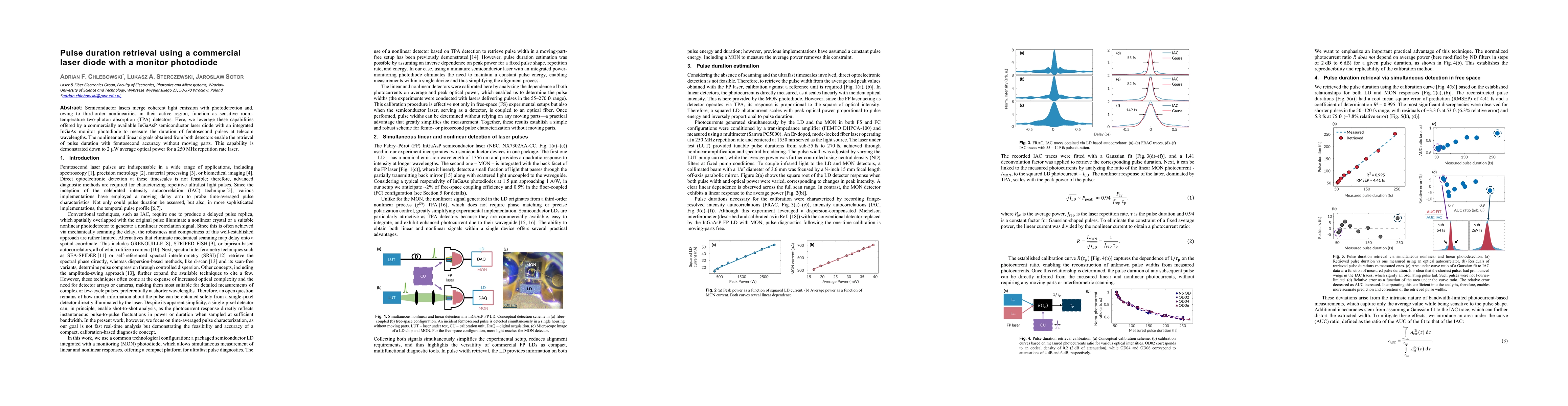 Thumbnail for Pulse duration retrieval using a commercial laser diode with a monitor photodiode
