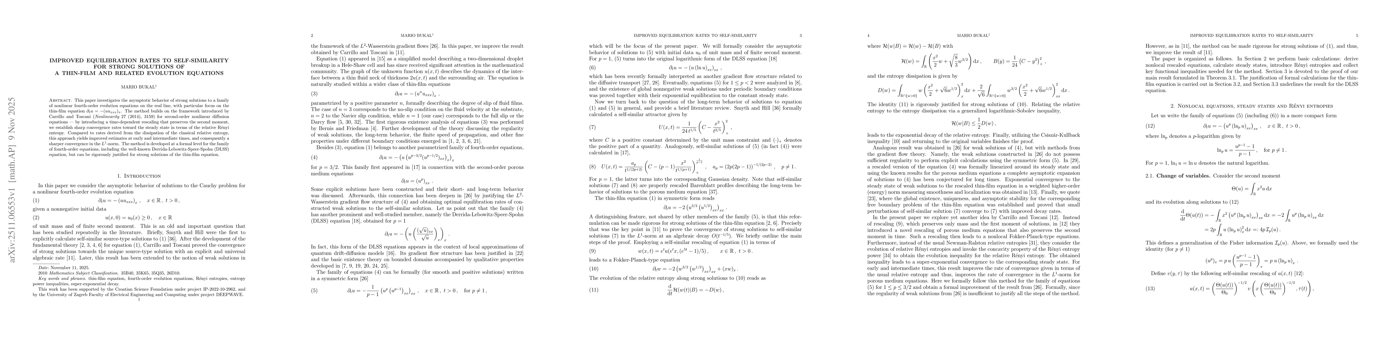 Thumbnail for Improved equilibration rates to self-similarity for strong solutions of a thin-film and related evolution equations