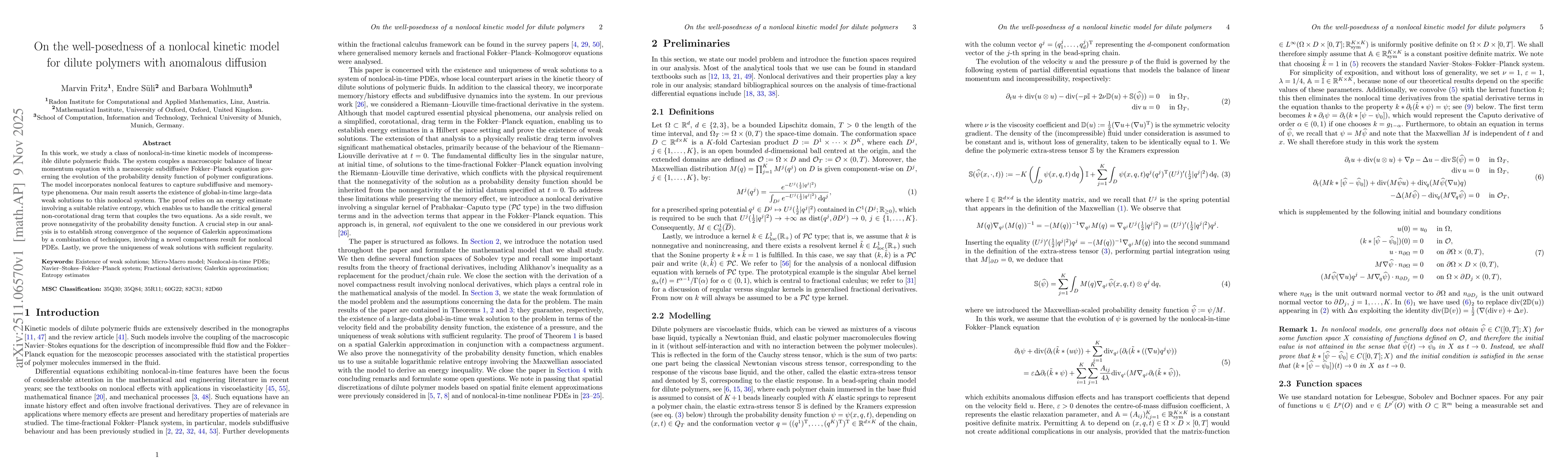 Thumbnail for On the well-posedness of a nonlocal kinetic model for dilute polymers with anomalous diffusion