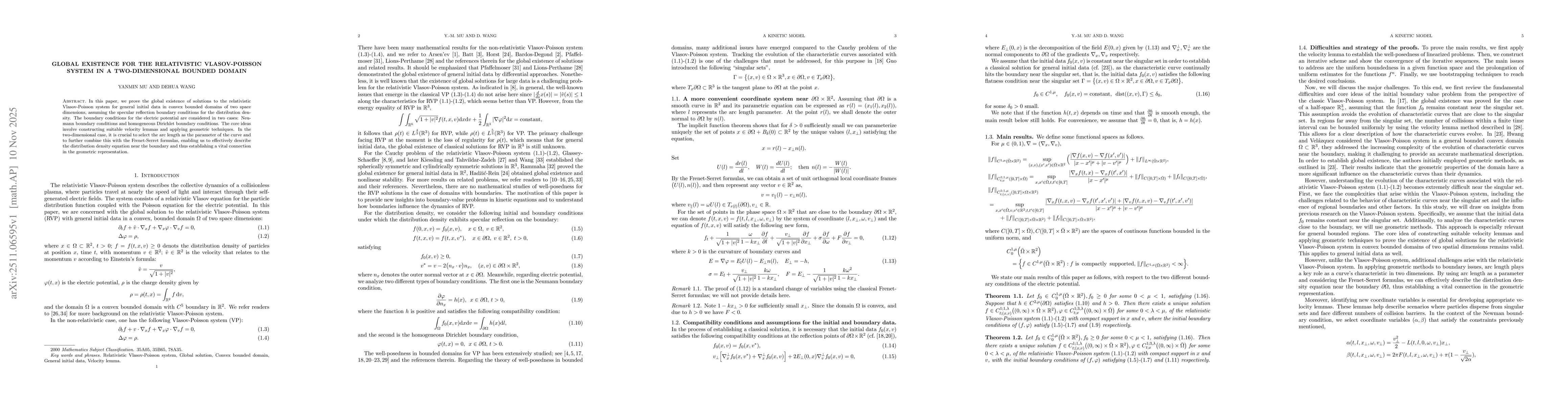 Thumbnail for Global existence for the relativistic Vlasov-Poisson system in a two-dimensional bounded domain