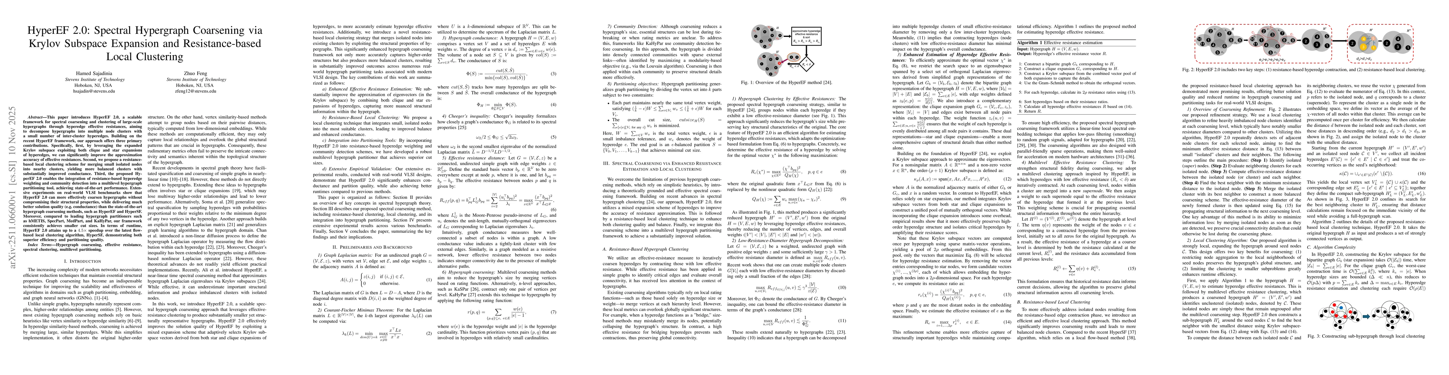 Thumbnail for HyperEF 2.0: Spectral Hypergraph Coarsening via Krylov Subspace Expansion and Resistance-based Local Clustering