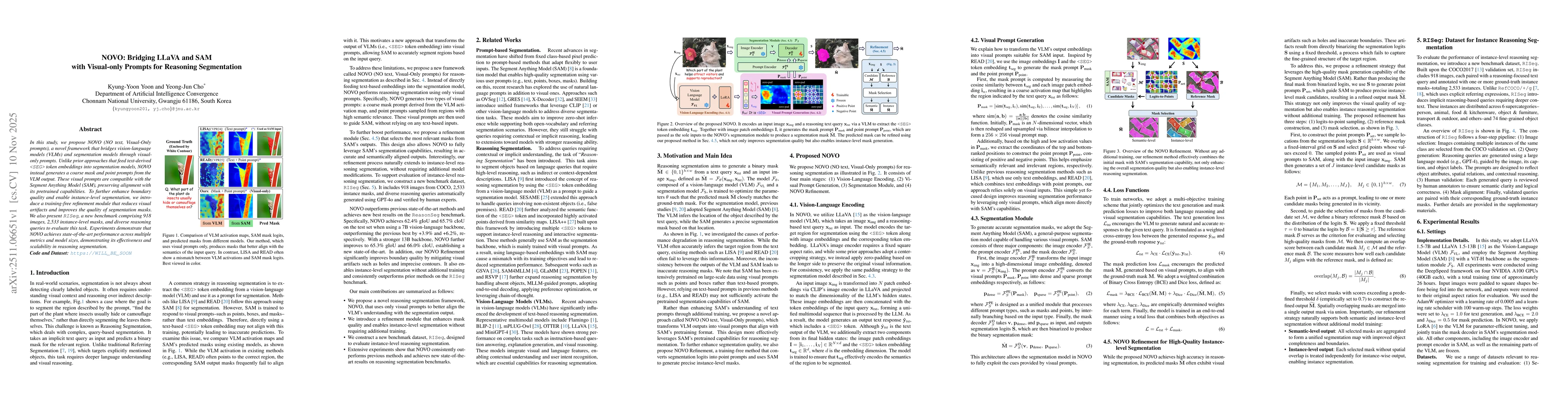 Thumbnail for NOVO: Bridging LLaVA and SAM with Visual-only Prompts for Reasoning Segmentation