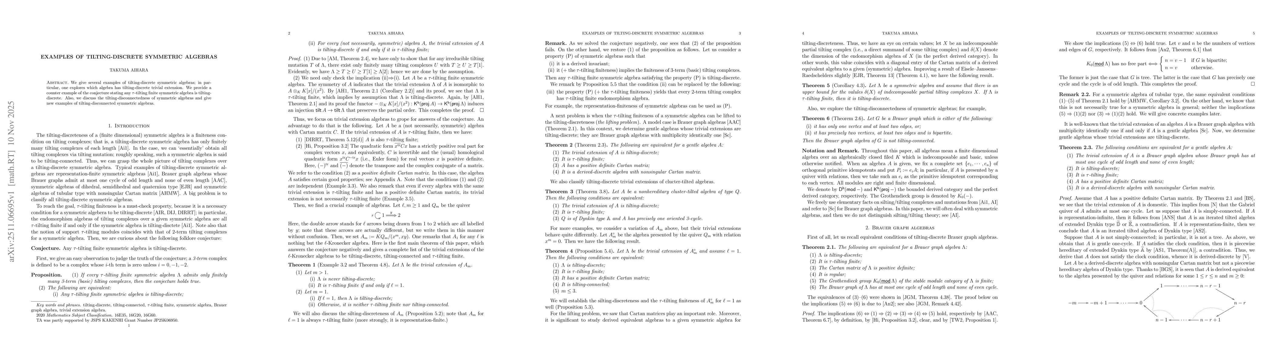 Thumbnail for Examples of tilting-discrete symmetric algebras