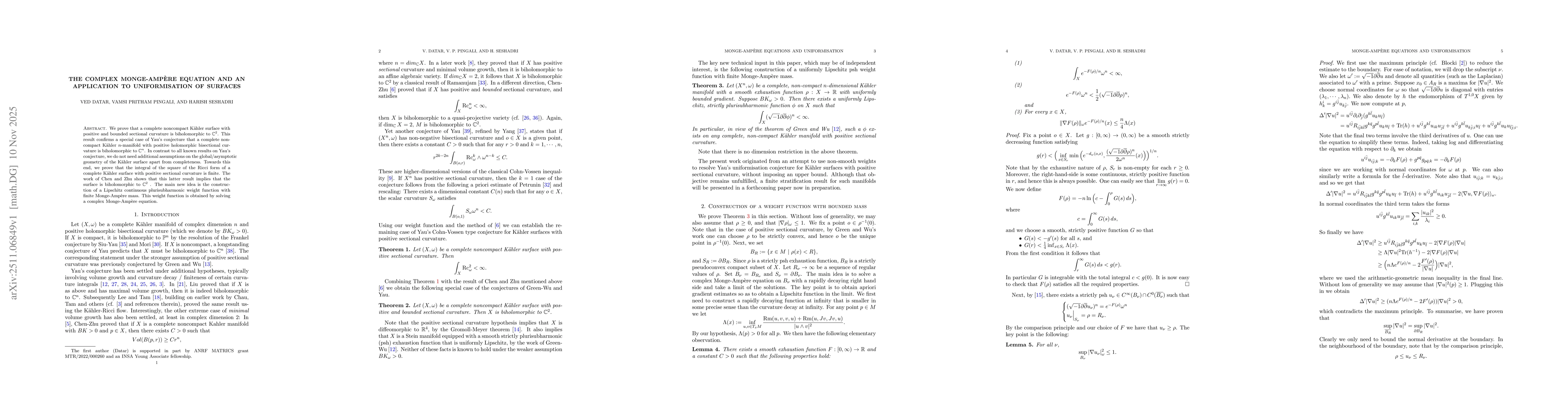 Thumbnail for The complex Monge-Ampere equation and an application to uniformisation of surfaces