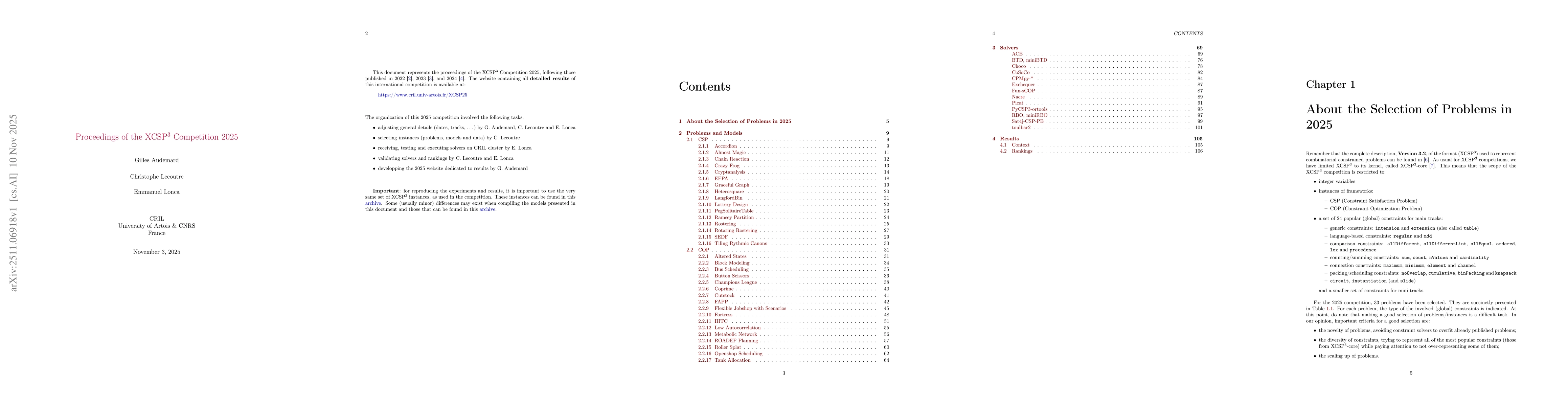Thumbnail for Proceedings of the 2025 XCSP3 Competition