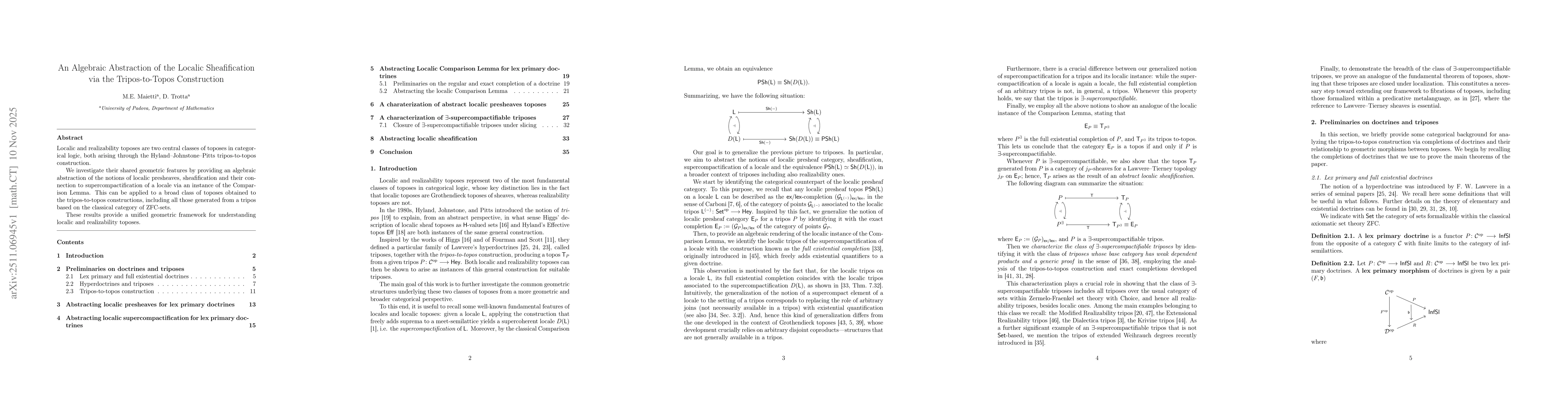 Thumbnail for An Algebraic Abstraction of the Localic Sheafification via the Tripos-to-Topos Construction
