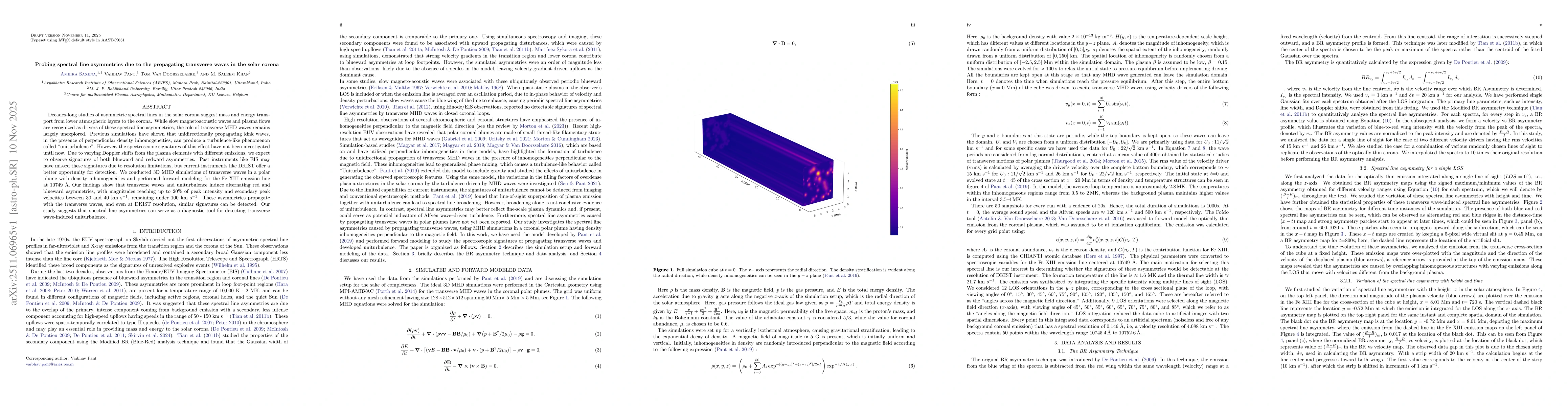 Thumbnail for Probing spectral line asymmetries due to the propagating transverse waves in the solar corona