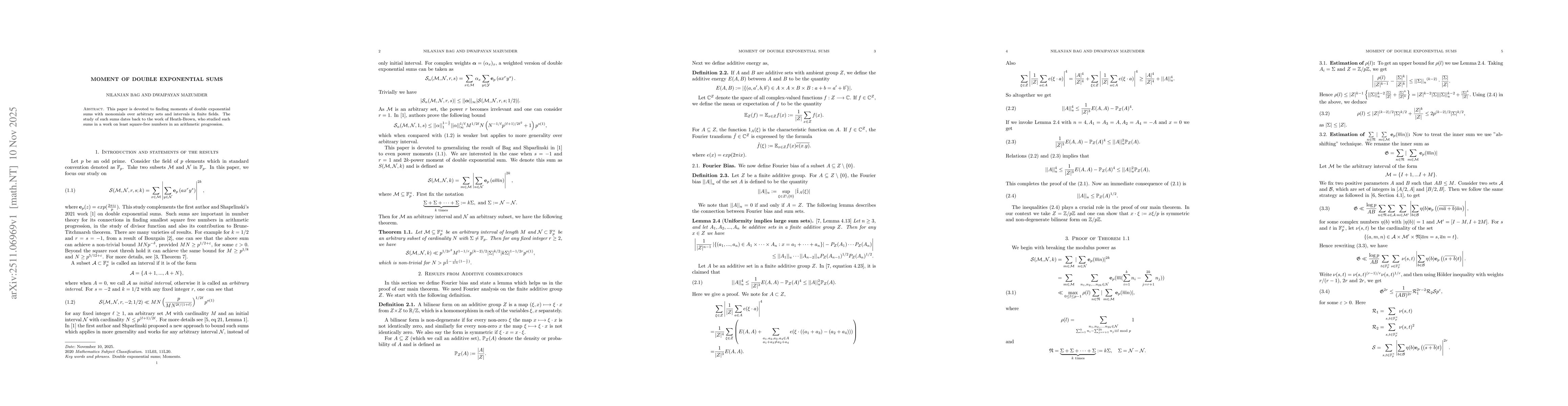 Thumbnail for Moment of double exponential sums