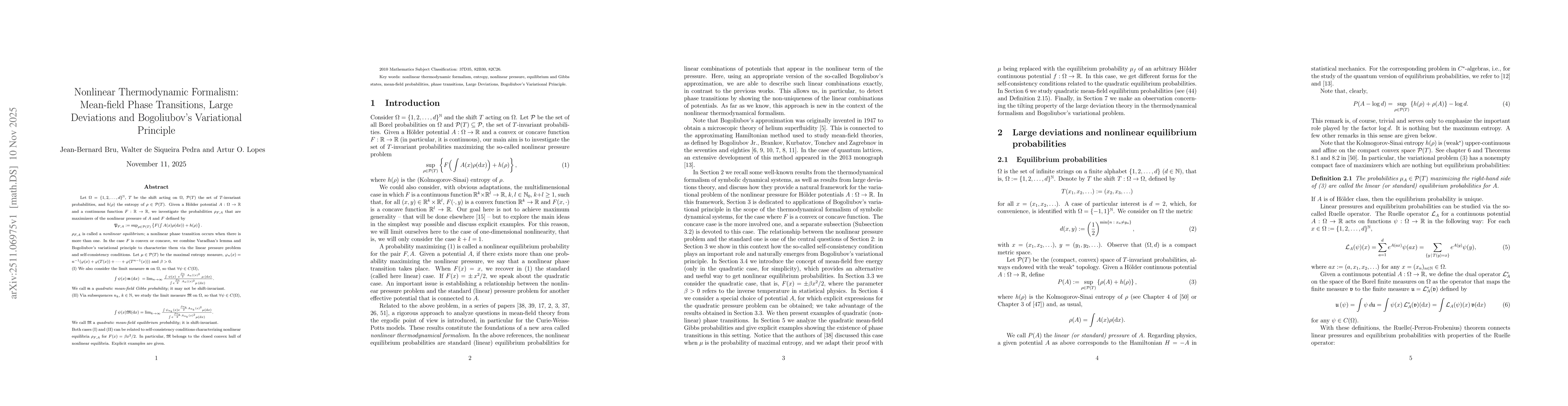 Thumbnail for Nonlinear Thermodynamic Formalism: Mean-field Phase Transitions, Large Deviations and Bogoliubov's Variational Principle