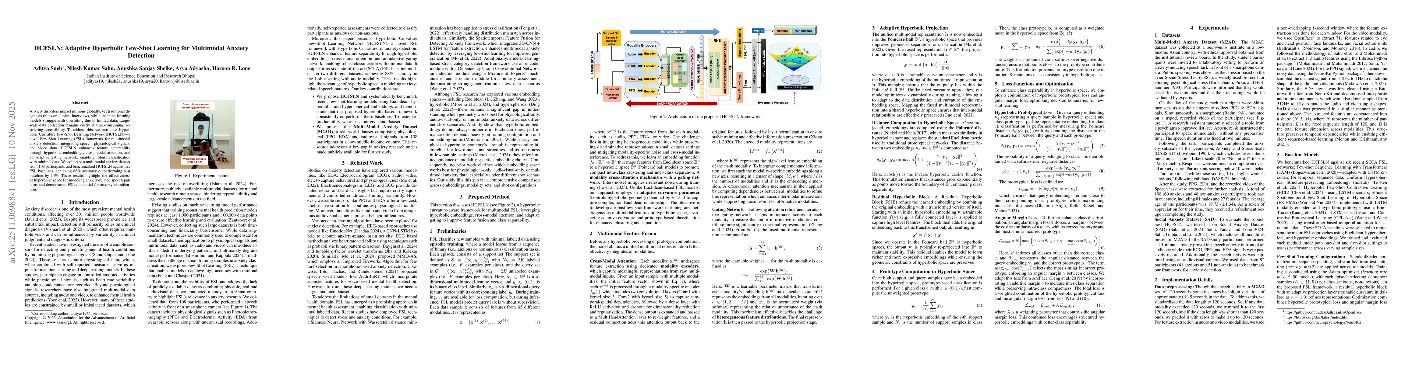 Thumbnail for HCFSLN: Adaptive Hyperbolic Few-Shot Learning for Multimodal Anxiety Detection
