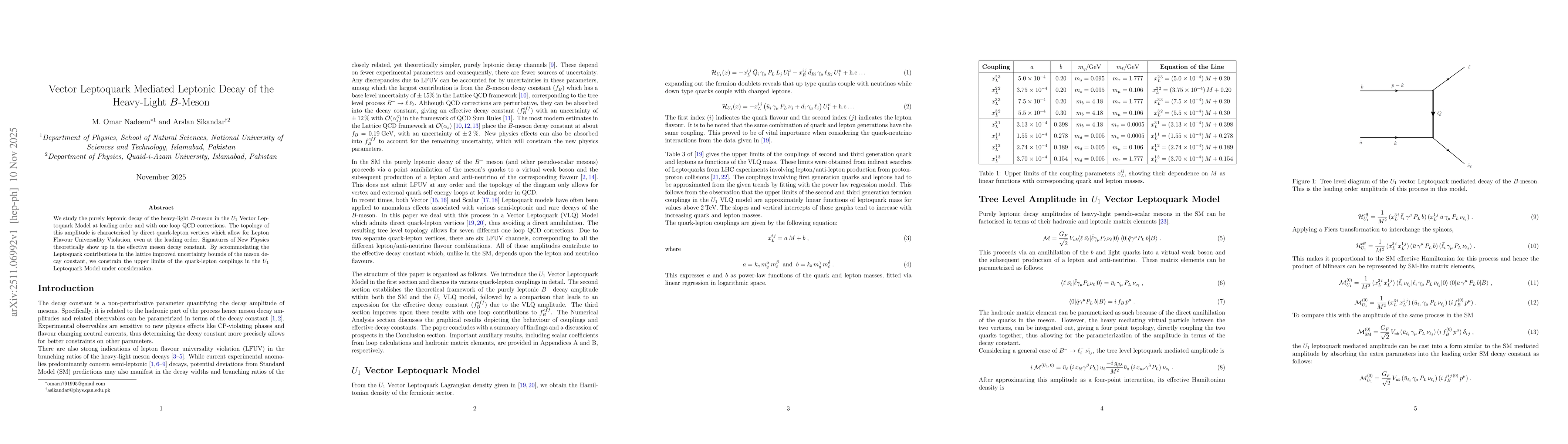 Thumbnail for Vector Leptoquark Mediated Leptonic Decay of the Heavy-Light $B$-Meson