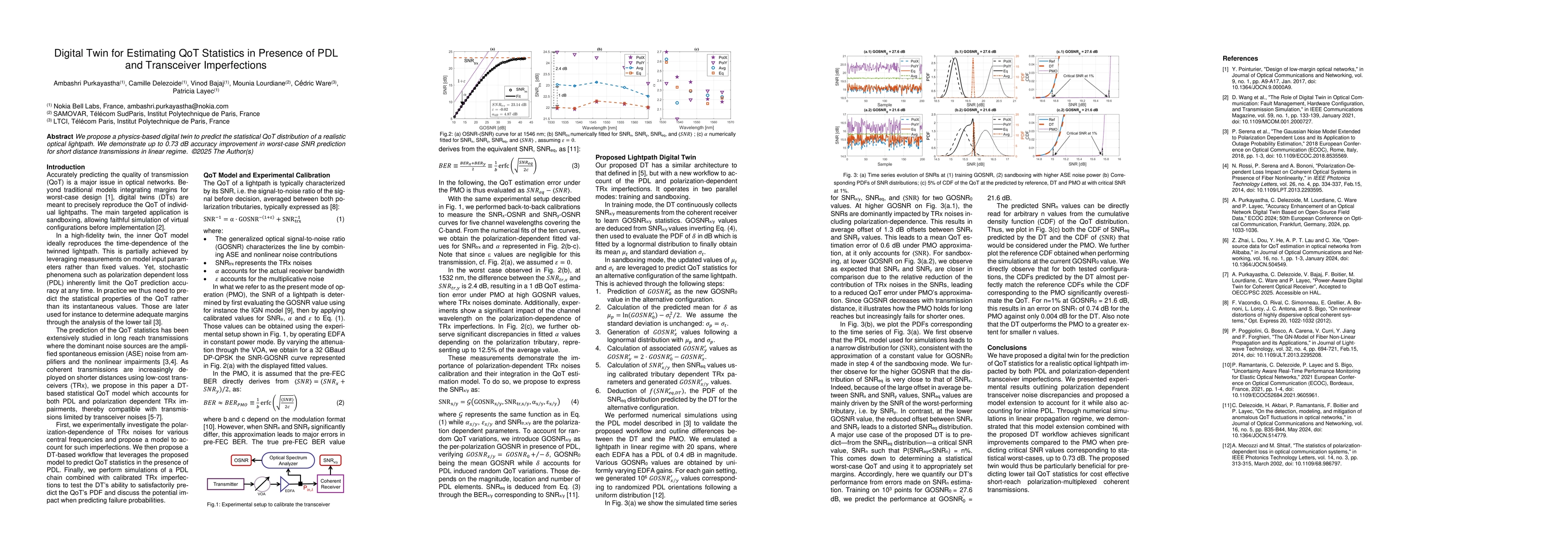 Thumbnail for Digital Twin for Estimating QoT Statistics in Presence of PDL and Transceiver Imperfections