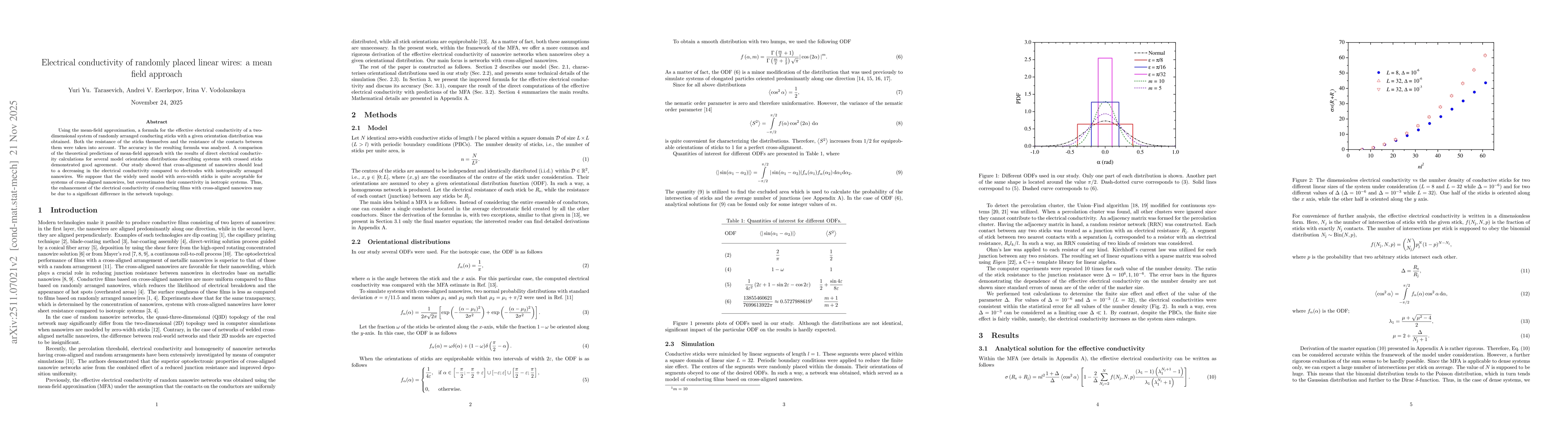 Thumbnail for Electrical conductivity of randomly placed linear wires: a mean field approach